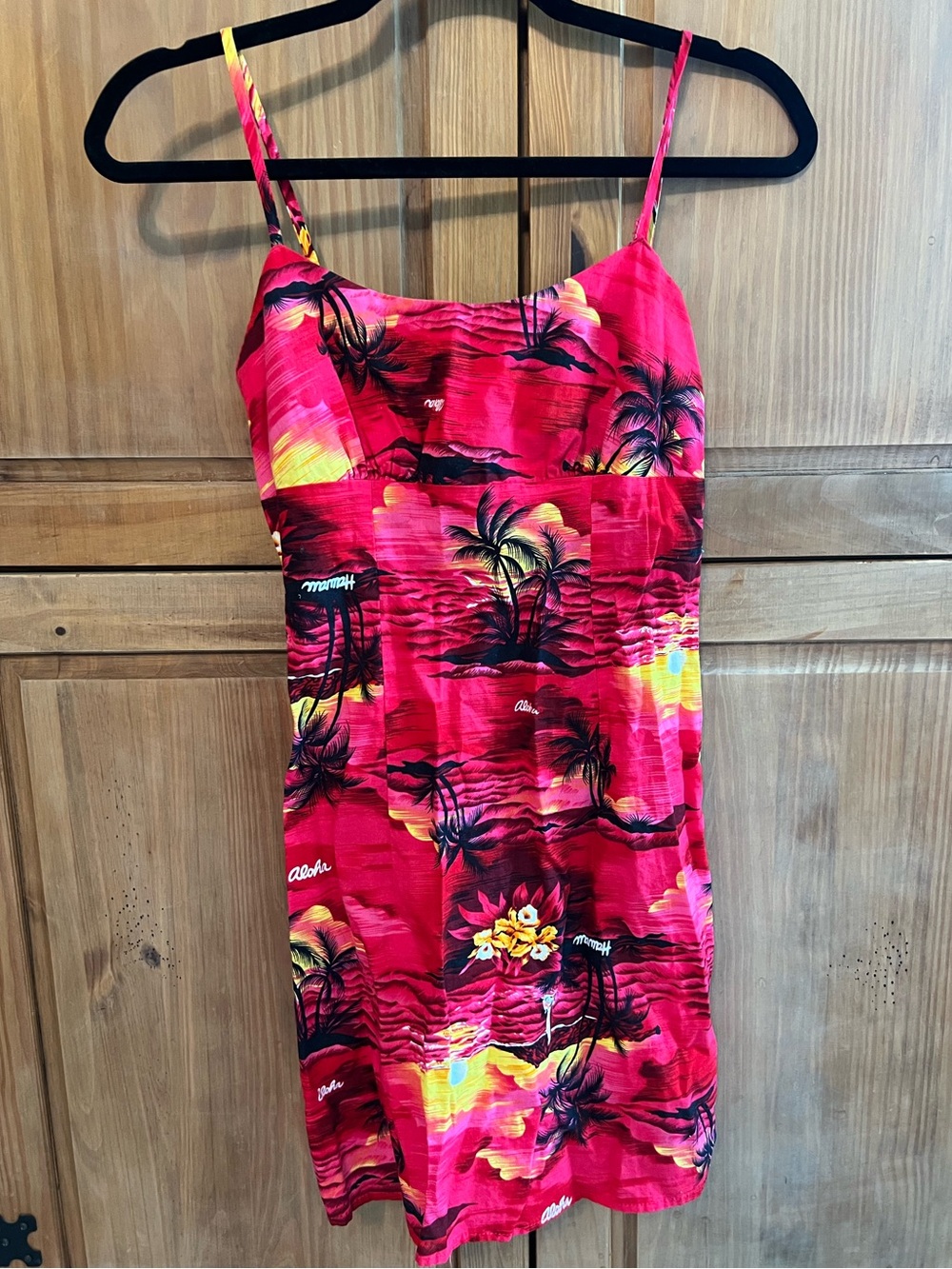 Lana Del Rey Tropical Hawaiian Coastal Red Pink Spaghetti Strap Dress Small